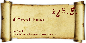 Árvai Emma névjegykártya