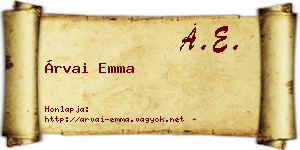 Árvai Emma névjegykártya